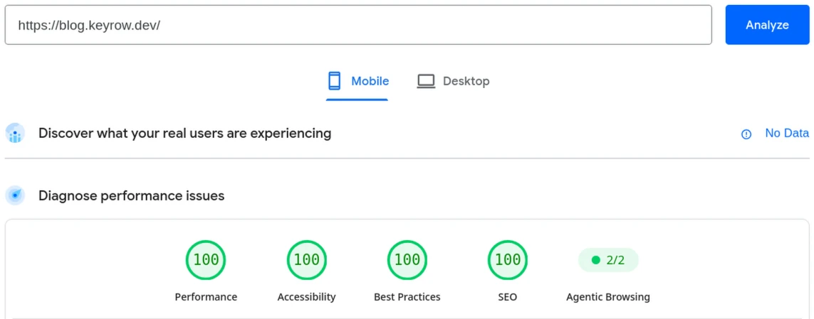 pagespeed mobile results